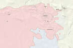 Sur cette carte, en rose, les zones occupées en Irak et en Syrie par le groupe Etat islamique, en octobre 2016.