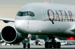 Un avion de la compagnie Qatar Airways en provenance de Doha arrive en Allemagne, le 15 janvier 2015.