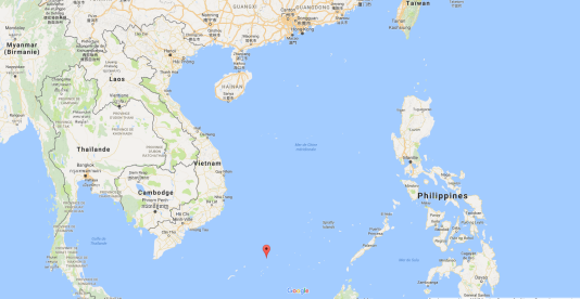 Les îles Spratleys (point rouge) situées à l’est du Vietnam, en mer de Chine du Sud, une zone disputée entre plusieurs pays de la région.