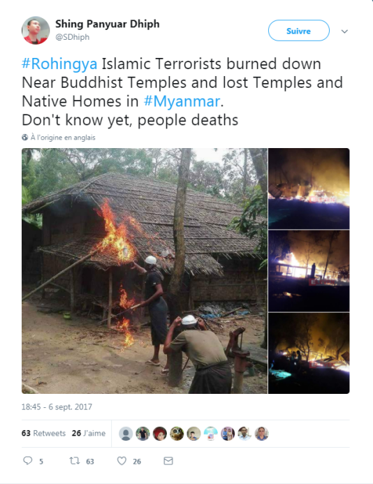 Les photos rapportées par cet internaute ont été manipulées par le gouvernement birman