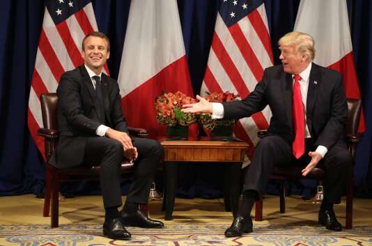 Rencontre entre Emmanuel Macron et Donald Trump, en marge de la 72e Assemblee generale de l'ONU, a New York, le 18 septembre.
