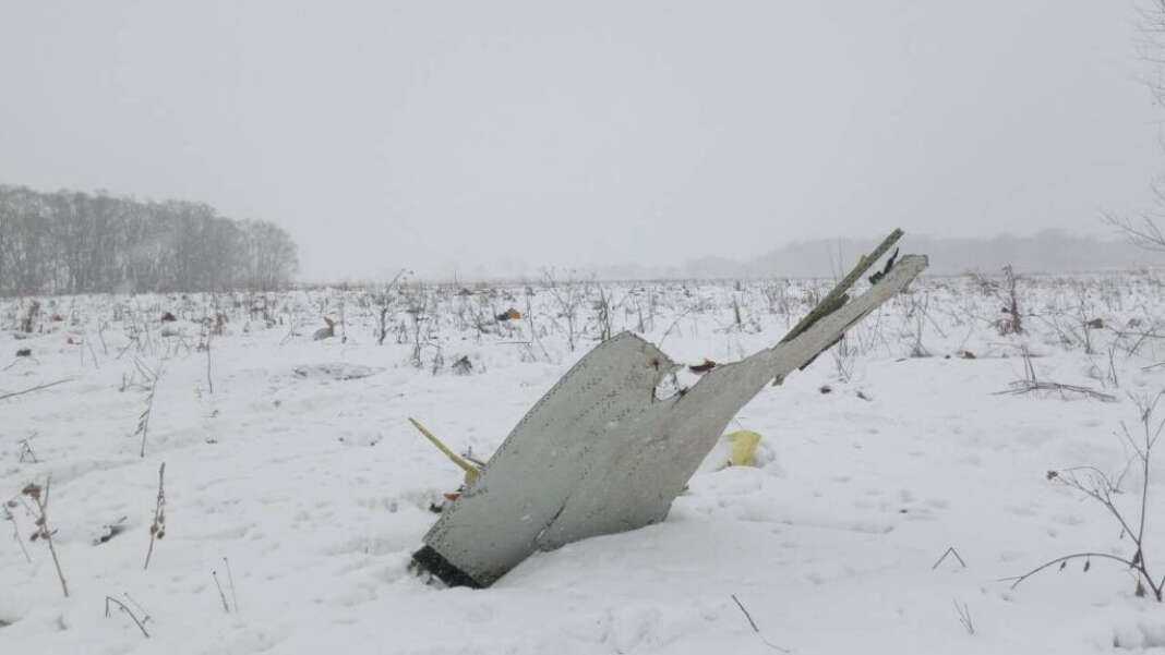 Des débris de l’An-148, qui s’est écrasé le 11 février 2018 peu après son décollage de l’aéroport international de Moscou.