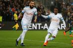 Soccer Football - Europa League Quarter Final Second Leg - Olympique de Marseille v RB Leipzig - Orange Velodrome, Marseille, France - April 12, 2018 Marseille's Konstantinos Mitroglou celebrates scoring their first goal with Bouna Sarr REUTERS/Jean-Paul Pelissier