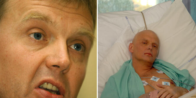 A gauche, Alexandre Litvinenko en mai 2002 à Londres. A droite, l'ex-agent russe après son empoisonnement, le 20 novembre 2006.