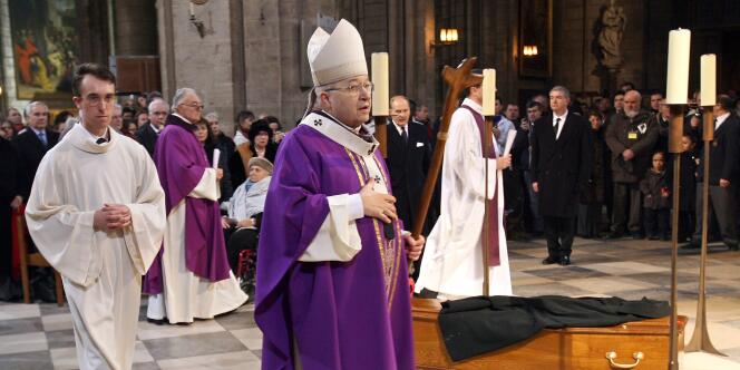 Monseigneur André Vingt-Trois lors des obsèques de l'Abbé Pierre, le 26 janvier 2007. 
