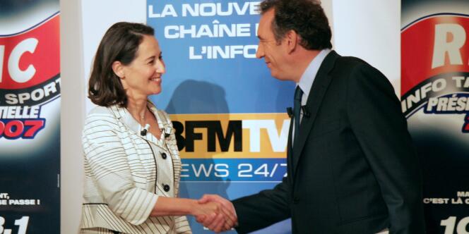 Ségolène Royal et François Bayrou avant leur débat, le 28 avril 2007.