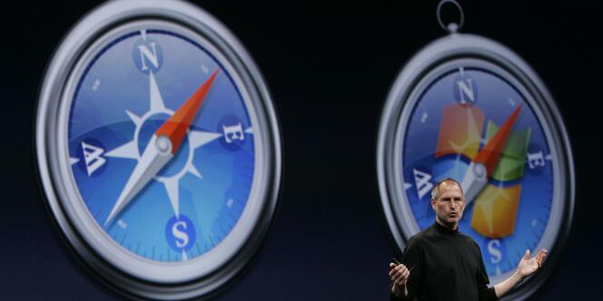Steve Jobs évoque la sortie du navigateur Safari sur Windows, lors de la Worldwide Developers Conference à San Francisco, lundi 11 juin 2007.
