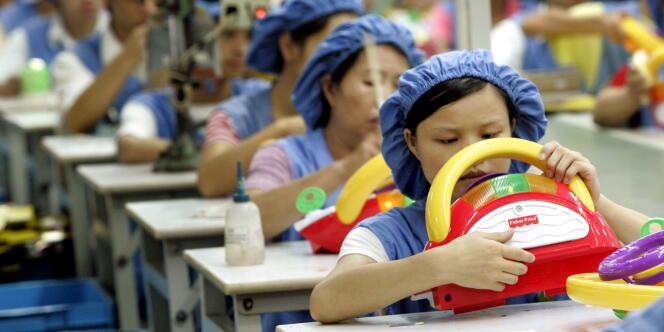 Une usine de jouets pour enfants en plastique à Dongguan (province du Guangdong, dans le centre de la Chine).