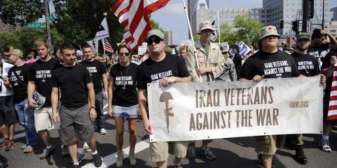 Des vétérans de la guerre en Irak manifestent à Saint Paul (Minnesota), le 1er septembre 2008.