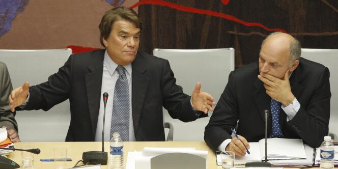 Bernard Tapie et le président de la commission des finances à l'Assemblée nationale, Didier Migaud, le 10 septembre 2008. 
