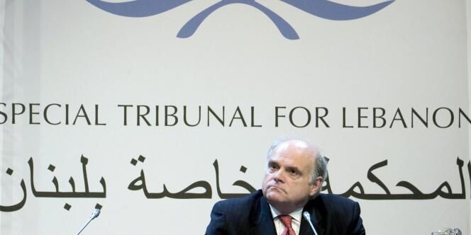 Le procureur général du Tribunal spécial pour le Liban, Daniel Bellemare, lors de la cérémonie d'ouverture, dimanche 1er mars 2009.