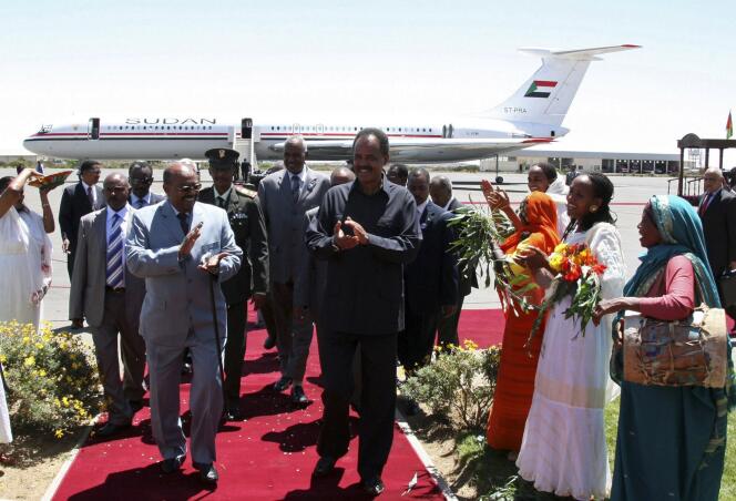 Le président de l'Erythrée, Issayas Afewerki (à droite), recevait son homologue soudanais, Omar Al-Bachir, le 23 mars 2009.