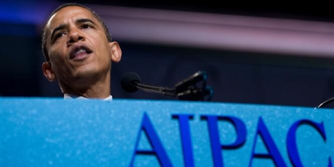 Barack Obama lors d'une conférence de l'American Israel Public Affairs Committee (Aipac) à Washington, le 4 juin 2008.