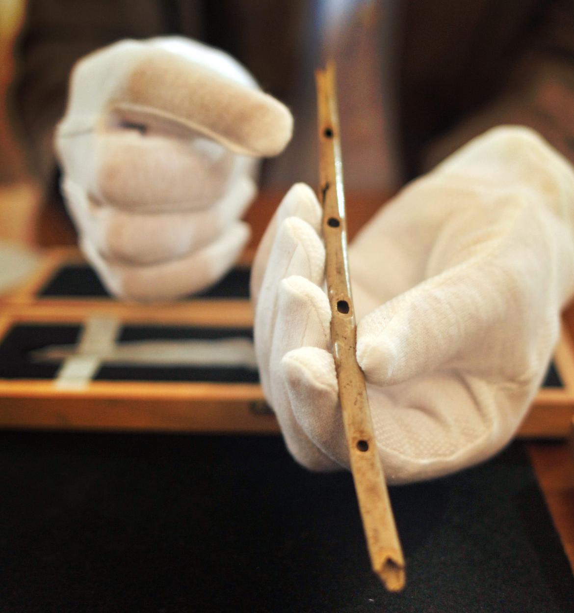 Allemagne présentation de flûtes vieilles de 35 000 ans