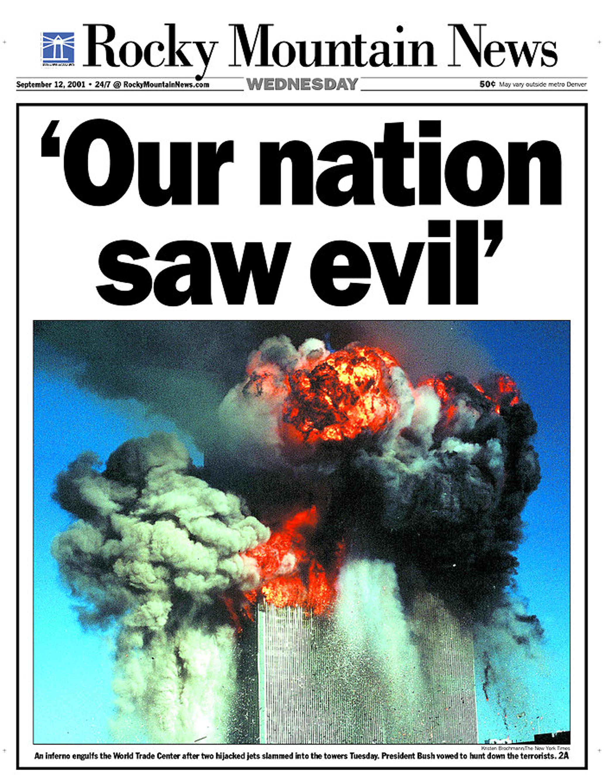 Le 11 Septembre 2001 En Anglais "C'est la guerre", "Salauds", "Combien de morts ?" : les "unes" du 12
