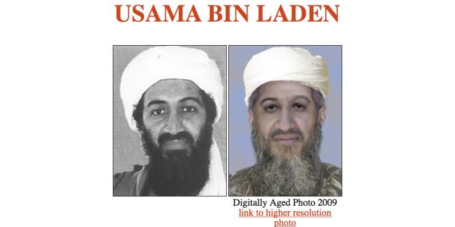 Sur cette photo diffusée en janvier 2010 par le département américain, une projection (à droite) de ce à quoi devait ressembler Ben Laden en 2009.