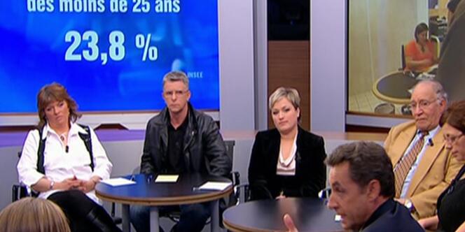 Nicolas Sarkozy sur le plateau de TF1, le 25 janvier.