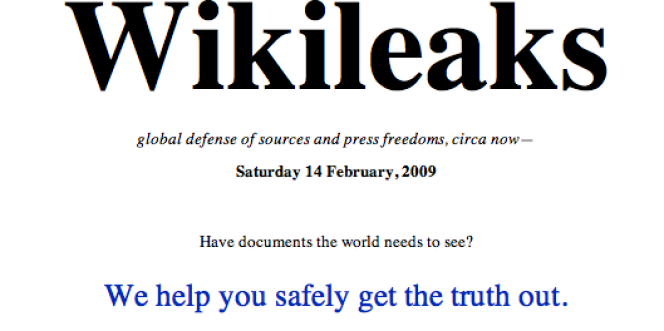 La page d'accueil du site WikiLeaks.