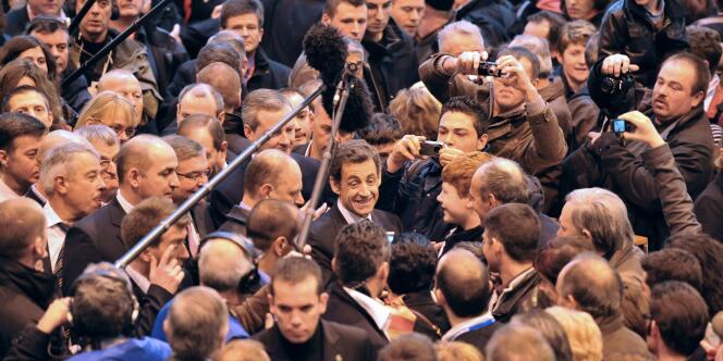 Nicolas Sarkozy en visite au Salon de l'agriculture, le 5 mars 2010.