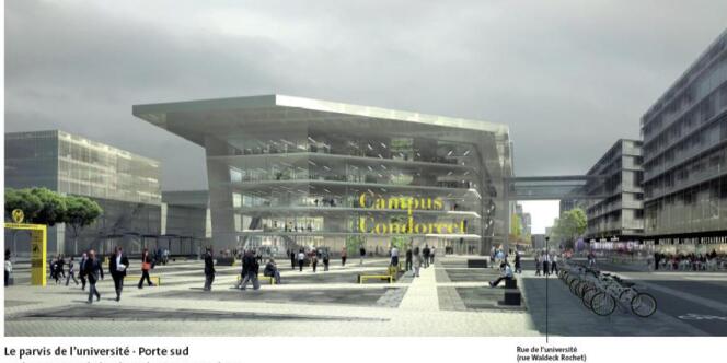 Image de synthèse du projet du futur campus Condorcet, côté Aubervilliers, des architectes Lipsky et Rollet.