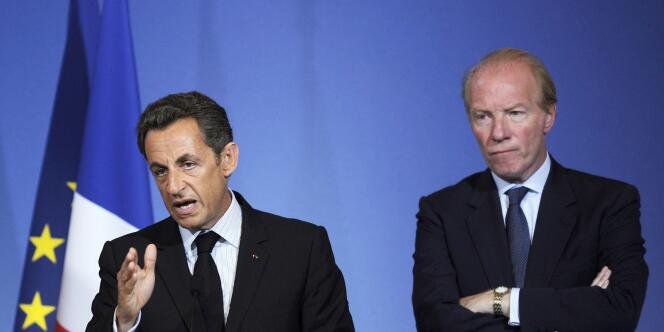 Nicolas Sarkozy et Brice Hortefeux, en déplacement à Grenoble pour un discours sur la sécurité, le 30 juillet.