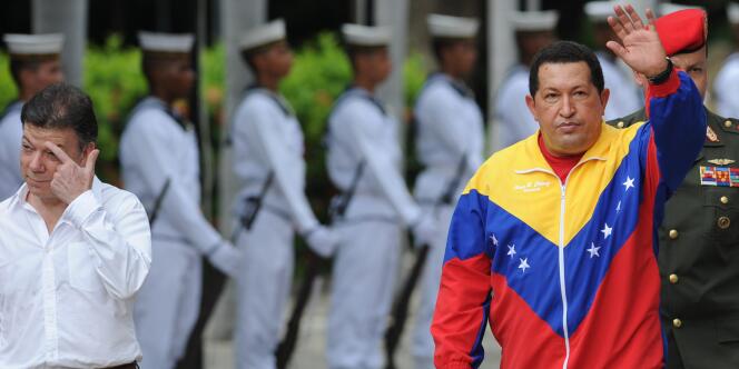 Juan Manuel Santos et Hugo Chavez, mardi 10 août à San Pedro Alejandrino.