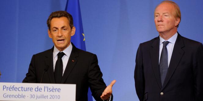 Nicolas Sarkozy et Brice Hortefeux, le 30 juillet 2010 à Grenoble.