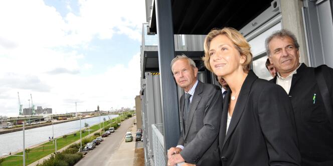 Valérie Pécresse sur un balcon de la nouvelle résidence universitaire du Havre le 30 août 2010.