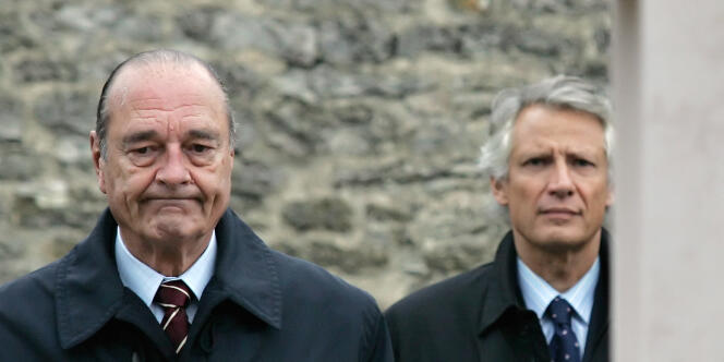 Jacques Chirac et Dominique de Villepin, à Colombey-les-Deux-Eglises, le 9 novembre 2006.