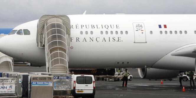 L'avion Airbus A330 de la présidence de la République, le 28 octobre 2010 lors d'essais à Tahiti.