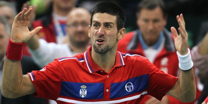 Novak Djokovic lors de la finale de la Coupe Davis, le 5 décembre 2010 à Belgrade.