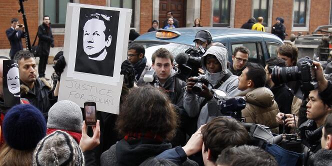 Manifestation en faveur de Julian Assange, le 7 décembre à Londres, jour de son arrestation.