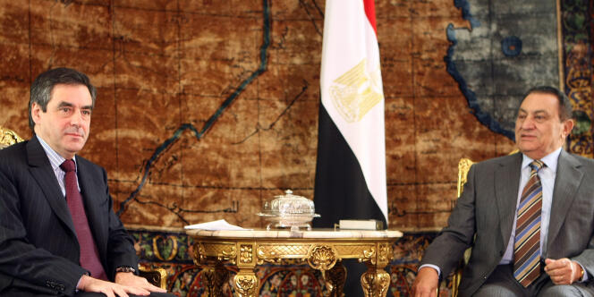 François Fillon en compagnie du président Hosni Moubarak lors d'une visite officielle en Egypte, en décembre 2008.
