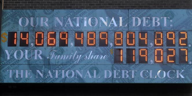 Le compteur de la dette nationale américaine, le 14 février 2011, à Times Square, à New York.