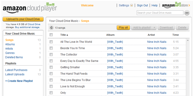 Cloud player, le lecteur de musique en ligne d'Amazon.