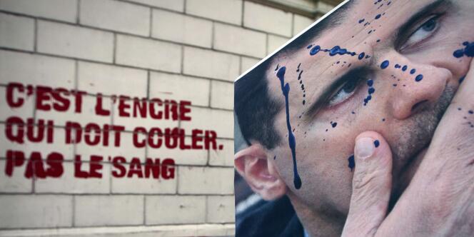 Des militants hostiles au président Bachar Al-Assad ont badigeonné le mur de l'ambassade syrienne à Paris, le 3 mai.