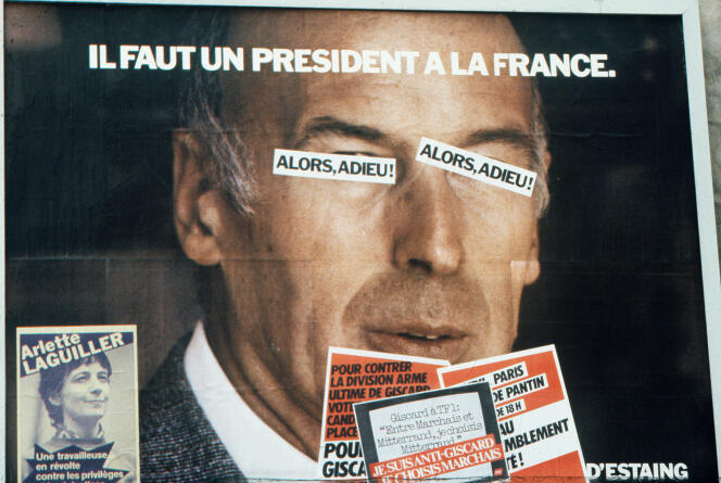 Photo prise le 10 avril 1981 à Paris illustrant la campagne électorale pour prochaines élections presidentielles.