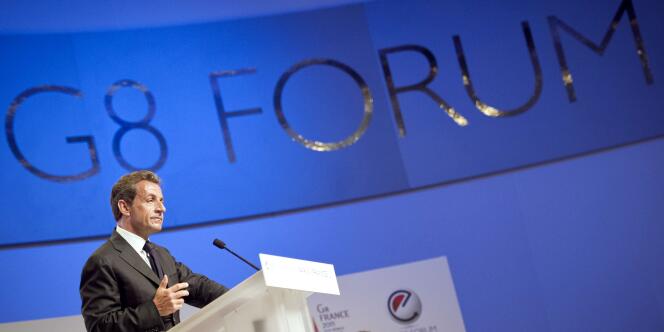 Nicolas Sarkozy lors de son discours à l'ouverture du sommet e-G8, le 24 mai.