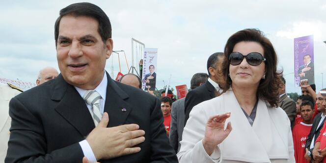 L'ancien président tunisien Zine El-Abidine Ben Ali et sa femme Leïla à Tunis en octobre 2009.