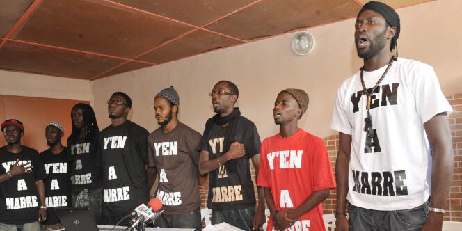 Les leaders du mouvement Y'en a marre, le 27 juin à Dakar.