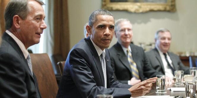 Le président américain, Barack Obama, a tenu, mercredi 13 juillet, une nouvelle réunion de négociations avec les représentants du Congrès pour s'accorder sur un relèvement du plafond de la dette américaine.