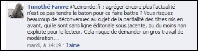 Commentaire du compte Facebook du Monde.fr
