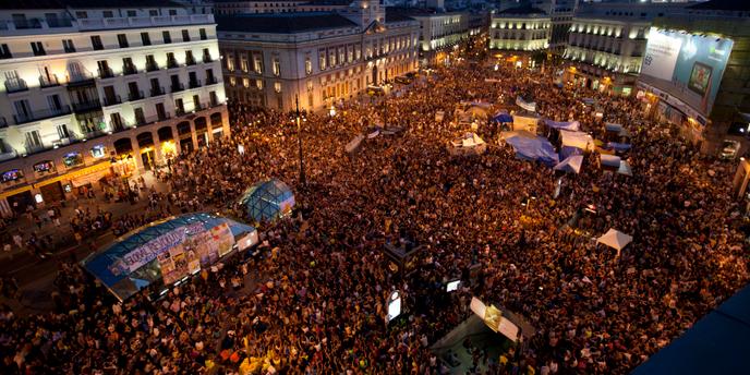 Manifestations à la Puerta del Sol de Madrid, le 23 juillet.
