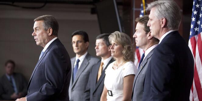 Conférence de presse de John Boehner, speaker de la Chambre des représentants à Washington, jeudi 28 juillet.