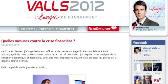 Capture d'écran du site internet de campagne de Manuel Valls. 