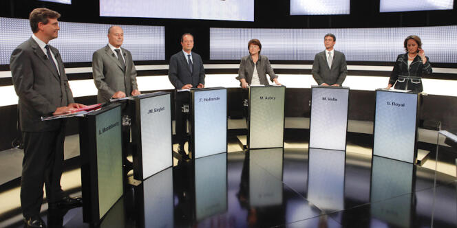Les six candidats à la primaire socialiste, lors du premier débat sur France 2, le 15 septembre.
