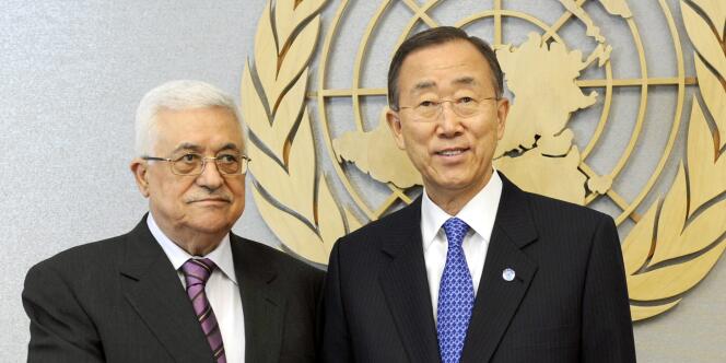 Mahmoud Abbas et Ban Ki-moon, lundi 19 septembre à New York.