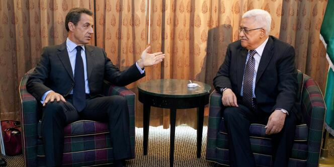 Nicolas Sarkozy et Mahmoud Abbas, le 20 septembre 2011, à New York.