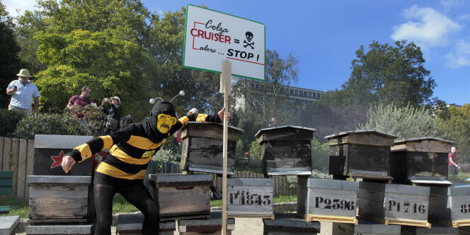 Manifestation d'apiculteurs contre l'insecticide Cruiser à Paris, le 14 septembre 2011.