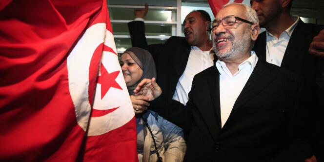 Le chef du parti islamiste Ennahda, Rached Ghannouchi, au siège de son parti à Tunis, le 27 octobre 2011.